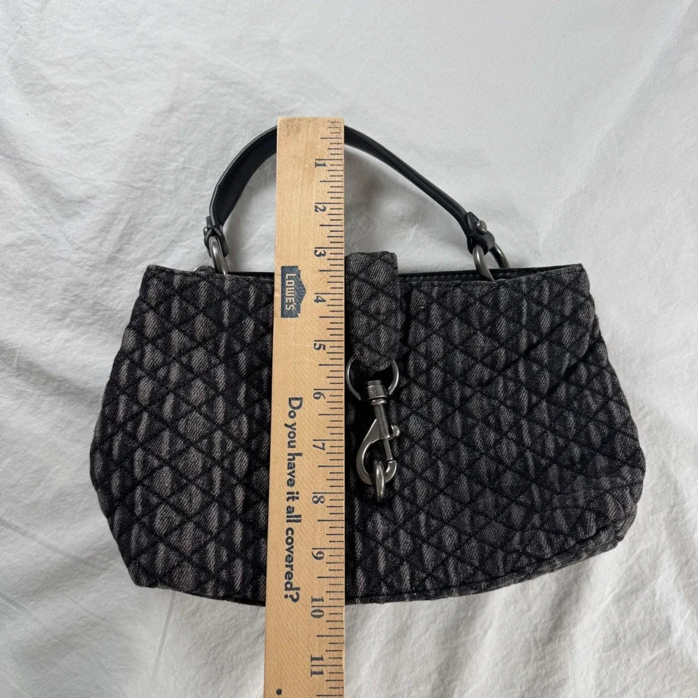 Rebecca Minkoff Black Quilted Denim Leather Satchel Handbag